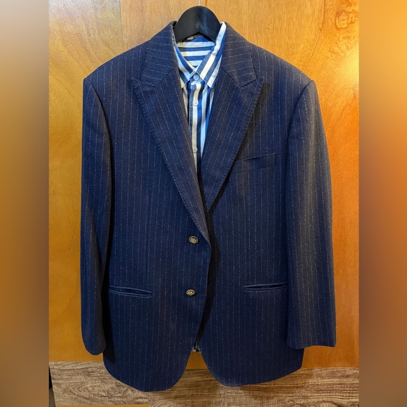 100% Wool Navy Pinstripe Men's Blazer